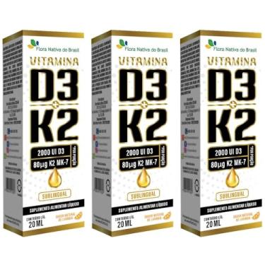 Imagem de KIT 3X Vitamina D3 + k2 Sublingual em Gotas 20ml - Flora nativa