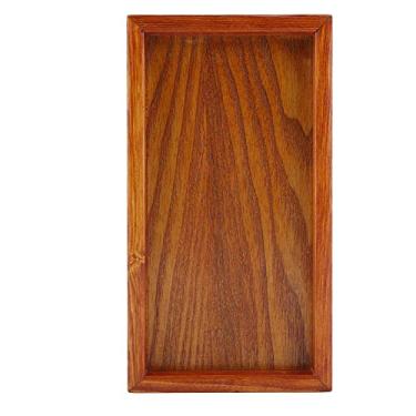 Imagem de Bandeja de servir retangular de madeira para servir pratos de mesa lanches para armazenamento de alimentos para casa de hotel, Marrom, 22*12cm/8.7*4.7in, 1