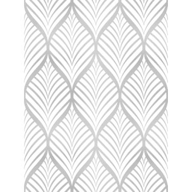 Imagem de Retire e cole papel de contato autoadesivo Boho papel de parede removível vinil filme decorativo prateleira gaveta forro adesivo (branco e prata, 45 cm x 118)