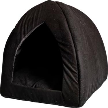 Imagem de Cama Toca 2 em 1 para Gato ou Cão | Design Dobrável, Confortável e Versátil | Para Todas as Estações (PRETA)