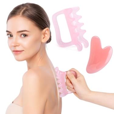 Imagem de iayokocc Kit de 2 ferramentas de raspagem de resina, raspador muscular facial Gua Sha, ferramenta de massagem para ponto de gatilho de celulite, massageador de drenagem linfática para liberação