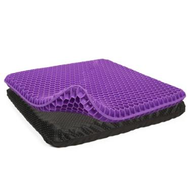 Imagem de Almofada de assento de gel roxo, almofadas de cadeira extra grandes duplas grossas de 50 cm para cadeira de escritório, cadeira de rodas, assento de carro, sofá, almofada de assento de estádio para