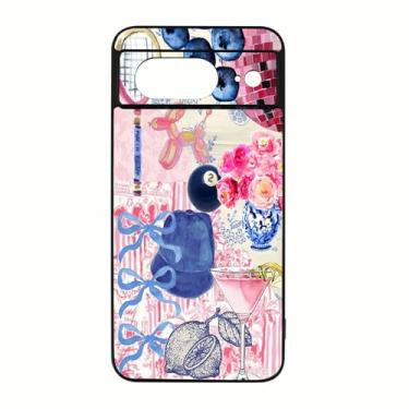 Imagem de qizjio Linda capa de telefone colagem estética à prova de choque protetora moderna capa de telefone para Google Pixel 8