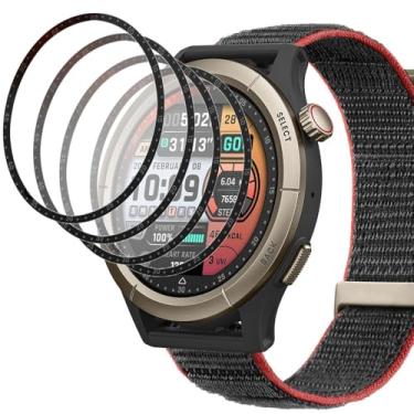 Imagem de Acddeny [4 peças] de película protetora com Amazfit Cheetah Pro, película de proteção de tela de borda 3D completa de 360°, cobertura total, proteção antiarranhões, sem bolhas, sensor de impressão