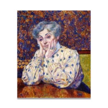 Imagem de Apoie seu queixo com ambas as mãos Théo van Rysselberghe: Impressão em tela neoimpressionista belga chave 20 x 24 cm sem moldura