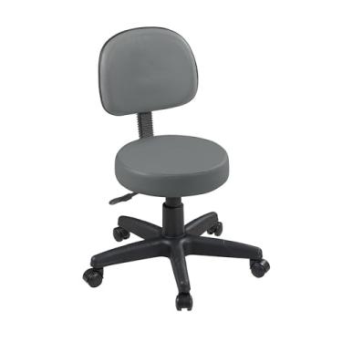 Imagem de Cadeira Mocho em Corano Estética c/Encosto Girátoria e Regulagem De Altura (CINZA 312)