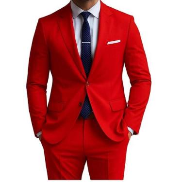 Imagem de Terno Masculino Italiano Premium Paletó e Calça - Fressart, Vermelho, 