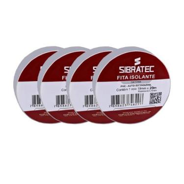 Imagem de Kit4 fita isolante cinza 19mm x 20mt sibratec