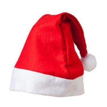 Imagem de Gorro Natalino Touca Papai Noel Natal Feltro Vermelho c/ Pompom Toca T