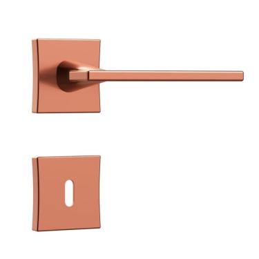 Imagem de Fechadura Porta Madeira Interno Rose Gold Roseta Quadrada