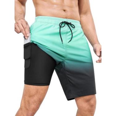 Imagem de Calções de banho SILKWORLD Quick Dry Beach Shorts masculinos grandes