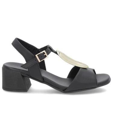 Imagem de Sandalia usaflex salto bloco couro ref al20006 feminino, 35, Preto