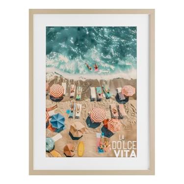 Imagem de Stupell Industries La Dolce Vita Aerial Beach Birch Impressão emoldurada sob vidro, design por LSR Design Studio, 23 x 17