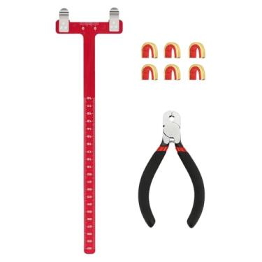 Imagem de FANOWZUO Kit de afinação de tiro com arco, régua quadrada em T vermelha, alicate de encaixe, 6 pontos de ancoragem de latão para flecha de arco recurvo e ajuste de corda