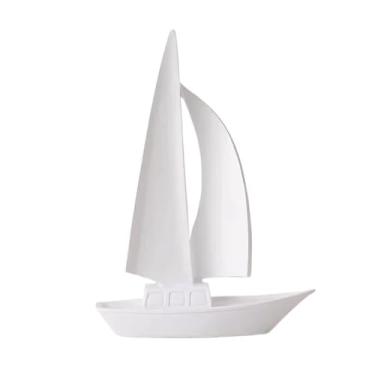 Imagem de hezhuhe2258 Ornamentos de mesa ornamentos de barco à vela nicho de alta qualidade luz de luxo sala de estar móveis foyer armário de vinho decorações de TV (branco)