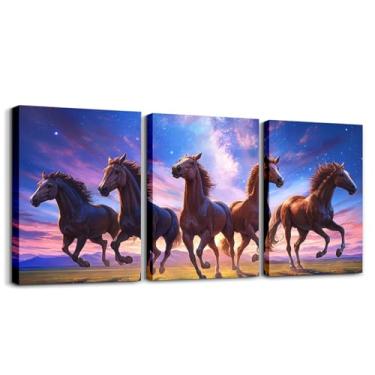 Imagem de Feelyou Decoração de parede infantil cavalo galope pintura de parede pôsteres meninos meninas animais selvagens arte de parede para sala de estar quarto galáxia 3D impresso espaço banheiro arte de