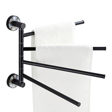 Imagem de Toalheiro giratório com várias hastes para banheiro barra móvel toalheiro de banheiro cabide de banheiro