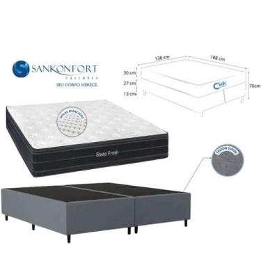Imagem de Colchão Casal Sankonfort Sleep Fresh Molas Ensacadas 138x188 Base Box 