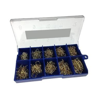 Imagem de Gancho de peixe 500 peças anzóis de pesca de água doce kit de anzóis farpados de carpa isca de pesca de carpa prata preto dourado #3-#12 anzol de pesca (ouro)