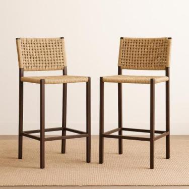 Imagem de Kit 2 Banquetas de Aço Marrom com Corda Náutica  Gourmet, Cozinha e Va