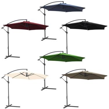 Imagem de Ombrelone Lateral Suspenso 3M Jardim de Alumínio com Base e Manivela Importway IWOBL-300