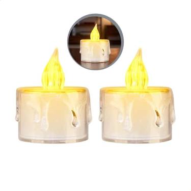 Imagem de Kit Par 2 Vela Chama Led Decorativa Eletrônica Pilha Cristal 5cm - FsV