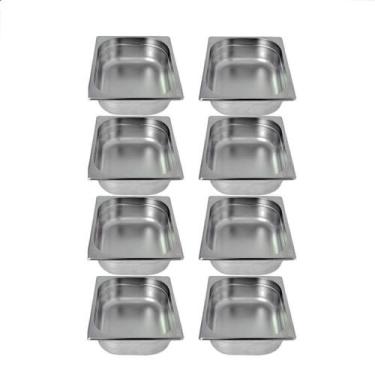 Imagem de Kit de 8 Cubas Gastronômicas Sem Tampa Inox 1/2 150mm - Zepper