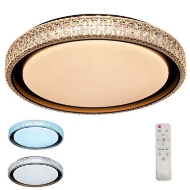 Imagem de Luminaria Plafon 3 Tons Led Cristal Luxo Controle Remoto Residencial Comercial Casa Trabalho Moderno