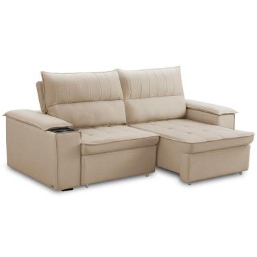 Imagem de Sofá Retrátil Reclinável 3 Lugares Sala de Estar 230cm Hilst F04 Linho Bege - Lyam Decor