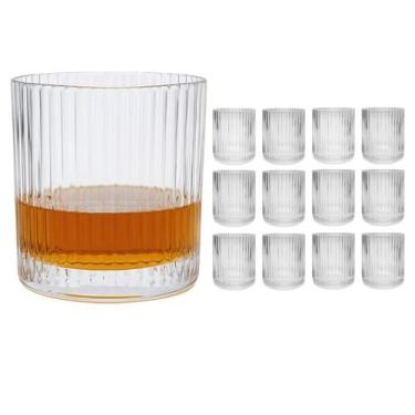 Imagem de Jogo 12 Copos Baixo De Vidro Whisky Luxo Canelado 320ml - Haüskraft, t