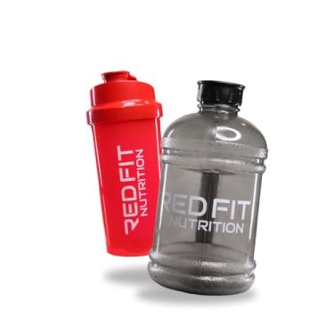 Imagem de Coqueteleira Shaker Vermelha 600ml Galão Preto 1,8 Litros - Red Fit Nutrition