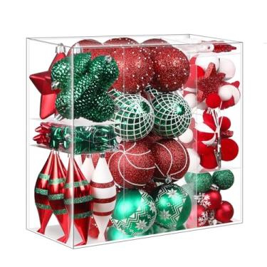 Imagem de SHareconn Bolas de árvore de Natal de 112 quilates, bolas decorativas coloridas de plástico inquebrável para decoração de árvore de Natal, decoração de festa de casamento com ganchos para pendurar