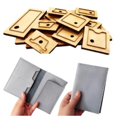 Imagem de YJIUYUANQ Matrizes de corte de couro com base de madeira – Ferramenta de perfuração para porta de passagem feita à mão DIY porta-cartões carteira 140 x 100 x 10 mm