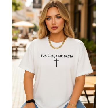 Imagem de Camiseta T-shirt Tua Graça Me Basta Moda Blusa Cristã Gospel - Genéric
