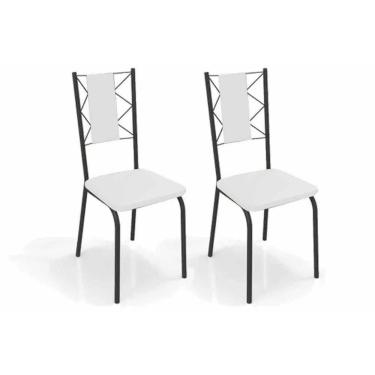 Imagem de Kit 2 Cadeiras Sala Jantar Lisboa 2c076prf Aço 2 Un Preto-ano Branco - Kappesberg