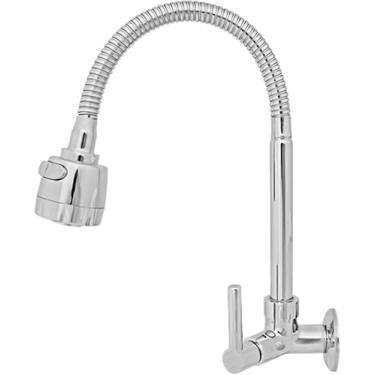 Imagem de Torneira De Cozinha Gourmet Luxo Metal Para Parede em INOX e ABS 1/4 De Volta