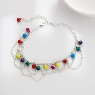 Imagem de Tornozeleira de sino boêmia, multicolorida, sandálias de praia, descalço, tornozeleiras, corrente de sino, joias femininas, One Size, Metal, Sem Pedra Preciosa