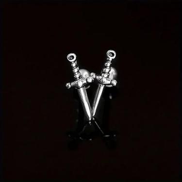 Imagem de 16 g faca mini cartilagem orelha orelha cartilagem brincos homens e mulheres aço inoxidável personalizado punk minimalista punhal espada hipoalergênico parafuso perfurado joias moda presente, 12 mm