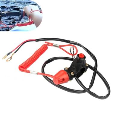 Imagem de Shakas Interruptor de parada de desligamento do motor de popa para barco de motocicleta, com cordão de amarração, acessórios de carro de praia 49CC-250CC, universal para a maioria dos quadriciclos