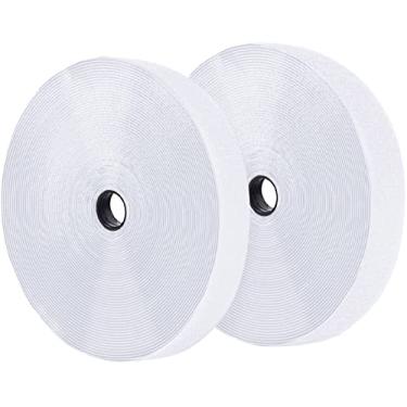 Imagem de Rolo autoadesivo branco de 3,5 cm x 2,5 m com gancho e fita de laço autoadesivo, tiras de nylon autoadesivas resistentes para escritório em casa, carro escolar e organização de artesanato - branco