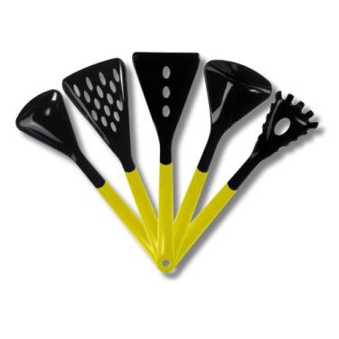 Imagem de Conjunto Cozinha 5 Peças Preto E Amarelo Nylon Resistente - Moara