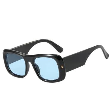 Imagem de Óculos de Sol Feminino Candy Color com Rebites, Hastes Largas e Lentes Degradê UV400 para Esportes ao Ar Livre, Corrida e Ciclismo, Preto e Azul
