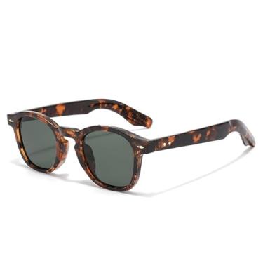 Imagem de Óculos de Sol Feminino Candy Color com Rebites, Estilo Punk Masculino, Proteção UV400, Ideal para Esportes ao Ar Livre, Corrida e Ciclismo, Estampa de Leopardo Verde Escuro