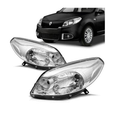 Imagem de Par Farol Sandero 2012 á 2014 Foco Simples Máscara Cromada