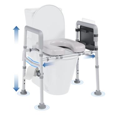 Imagem de Assento sanitário elevado com alças, elevadores de assento de vaso sanitário para idosos