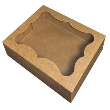 Imagem de Caixa com Visor Maleta para Presentes, Lembrancinhas, Doces 19x15x5,5cm, eventos, lembranças personalizadas visual charmoso e apresentação delicada(20,Kraft)