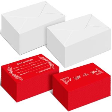 Imagem de Tatuo 60 conjuntos de vales de presente de Natal em branco para negócios cartões de certificado de Natal com 60 envelopes para salão de beleza, restaurante, spa, cliente, aniversário, casamento