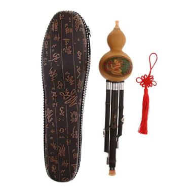 Imagem de Flauta chinesa Hulusi Gourd Flauta Canos de bambu Cucurbit Instrumentos Musicais C Key Música Folclórica para Iniciantes - Flauta de Bambu Preta Feita à Mão com Capa - Som Suave e Gracioso -