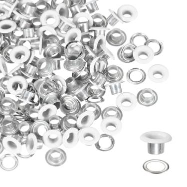 Imagem de YELARXI Kit de ilhós, ilhós de metal, kit de ilhós com arruelas 5 mm 3/40.6 cm encaixe interno redondo para (tecido/sapatos/roupas/artesanato faça você mesmo/bolsa/cinto) conjunto 250 e branco