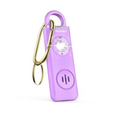 Imagem de TECKNET Alarme De Segurança Pessoal Recarregável Para Mulheres, Chaveiro Autodefesa 130 Db Com Luz Estroboscópica Sos, Aviso Bateria Fraca, Sirene Alta Meninas, Crianças E Idosos - Roxo